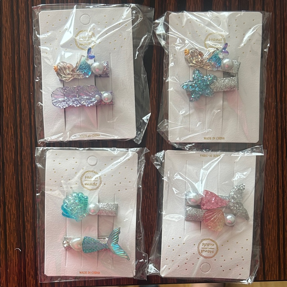 Mermaid Hair Clip Set for Kids - Multicolor